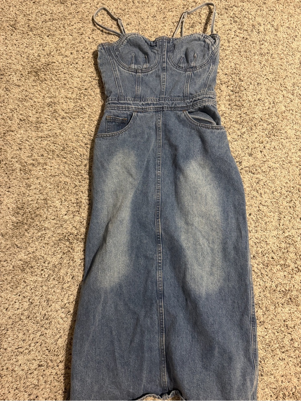 Lulu's Light Wash Denim Bustier Dress